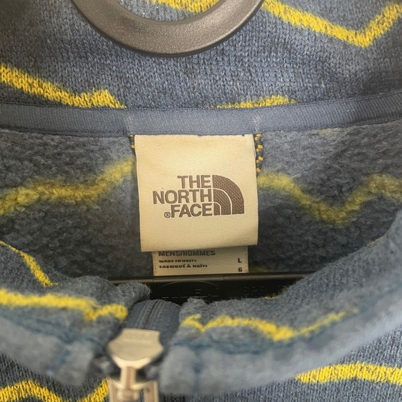 The North Face Mountain Print Gordon Lyons 1/2 Zip Fleece Sweater Blue Yellow L - Picture 5 of 10